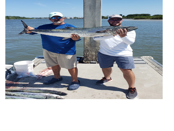 Kingfish are caught while trolling on a deep sea fishing charter in New Smyrna Beach